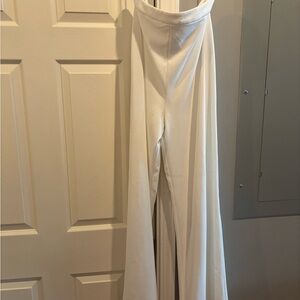 Lulu's Off-White High-Waist Wide-Leg Pants